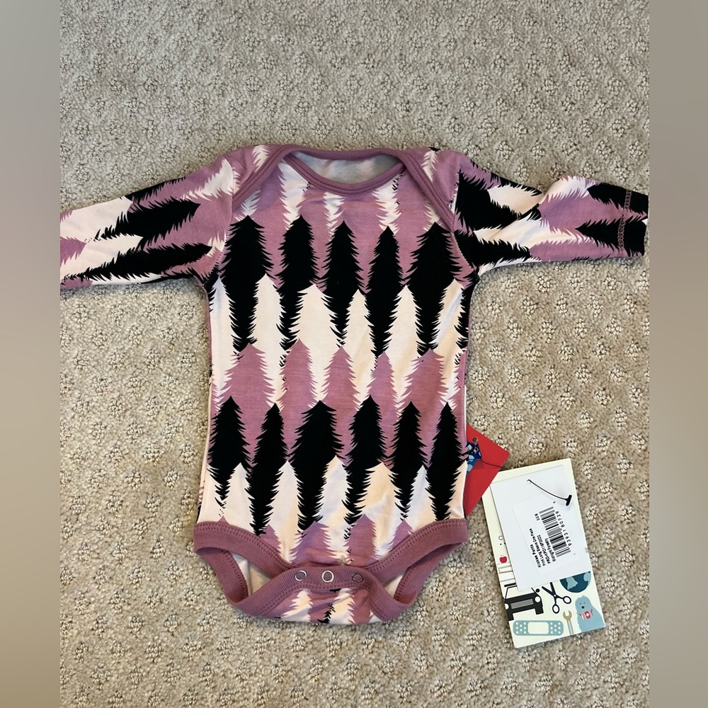NWT Kickee Pants Bamboo Midnight Forestry Long Sleeve One Piece Size 0-3 M